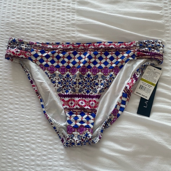 NWT LA BLANCA multi color pattern bikini bottoms size 14 - Picture 2 of 8